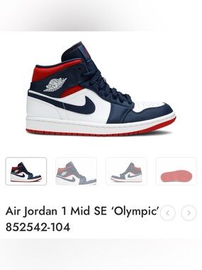 Nike Air Jordan 1 Mid SE Olympic USA
Women’s Sneakers 852542-104
Size 8